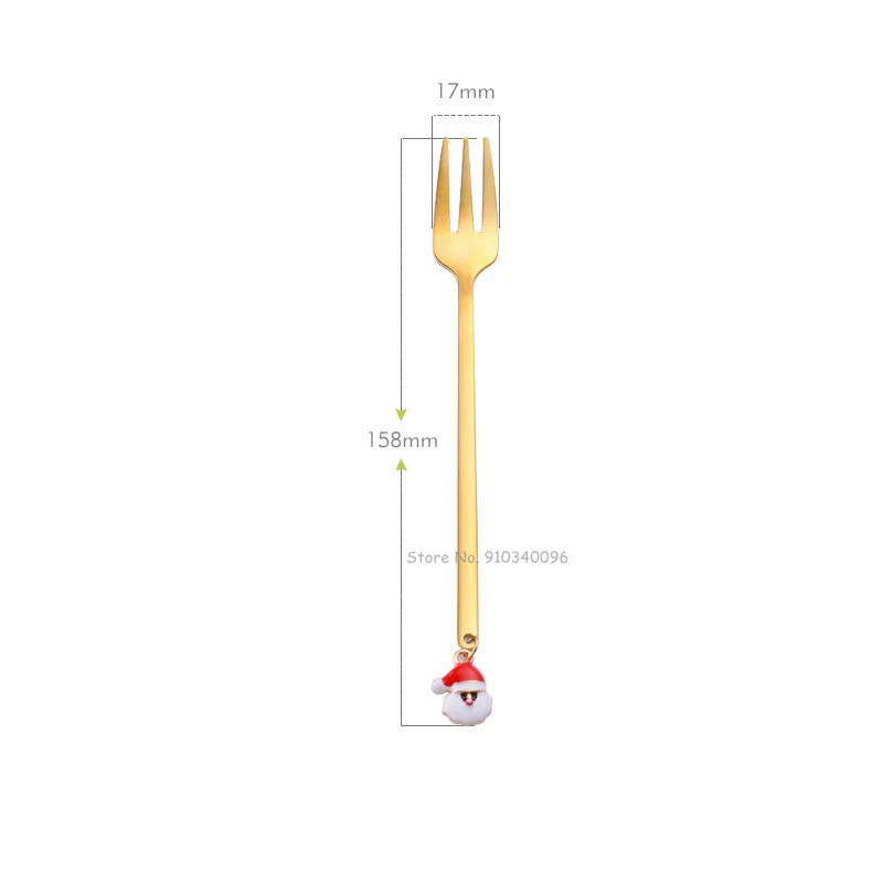 Wholesale Christmas Coffee Spoon & Fork Sets Coffee Stirring Spoon Creative Dessert Tea Spoon Shovel Christmas Gift Box
