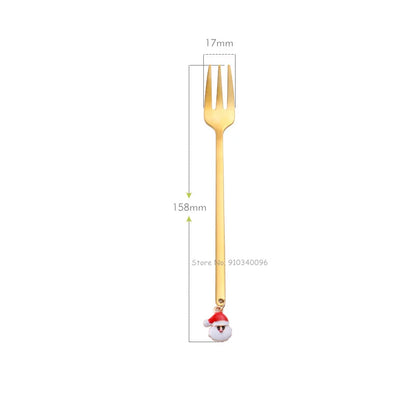 Wholesale Christmas Coffee Spoon & Fork Sets Coffee Stirring Spoon Creative Dessert Tea Spoon Shovel Christmas Gift Box