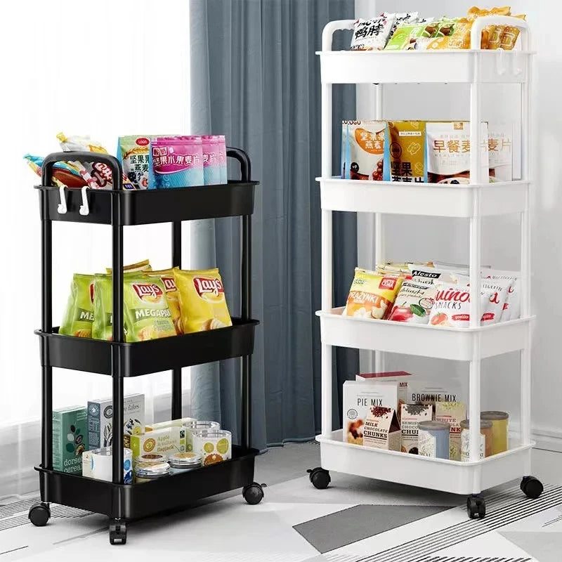 Mobile Bookshelf Trolley Household Kitchen Organizers and Storage Rack Home Bathroom Cart with Wheels Living Room Snacks Shelves