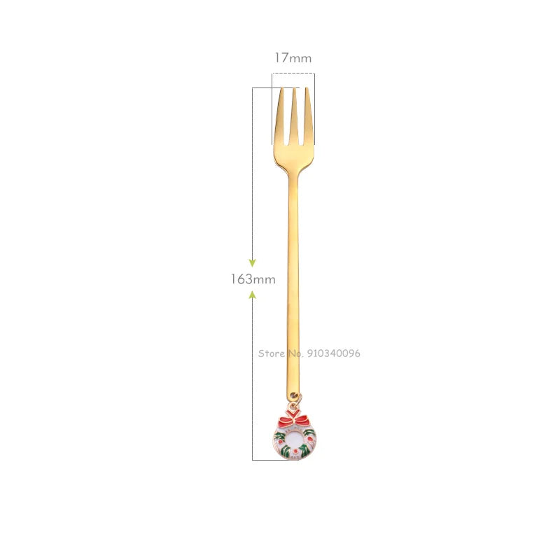 Wholesale Christmas Coffee Spoon & Fork Sets Coffee Stirring Spoon Creative Dessert Tea Spoon Shovel Christmas Gift Box