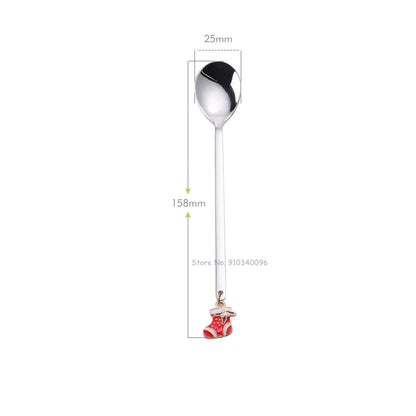 Wholesale Christmas Coffee Spoon & Fork Sets Coffee Stirring Spoon Creative Dessert Tea Spoon Shovel Christmas Gift Box