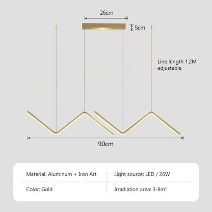 Modern LED Pendant Light Gold/Black Long Line Pendant Light for Restaurant Study Kitchen Office Coffee Home Decoration Luxury