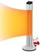 Patio Tower Heater Standing Electric Infrared Heater with Remote Control 1500W for inside Outdoor Sliver Stainless Steel, 47"