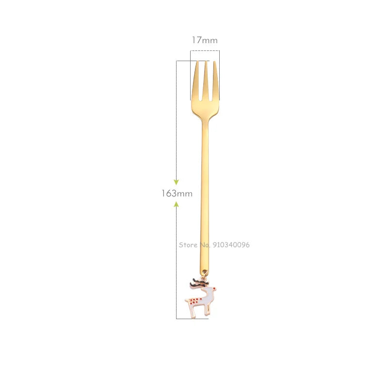 Wholesale Christmas Coffee Spoon & Fork Sets Coffee Stirring Spoon Creative Dessert Tea Spoon Shovel Christmas Gift Box